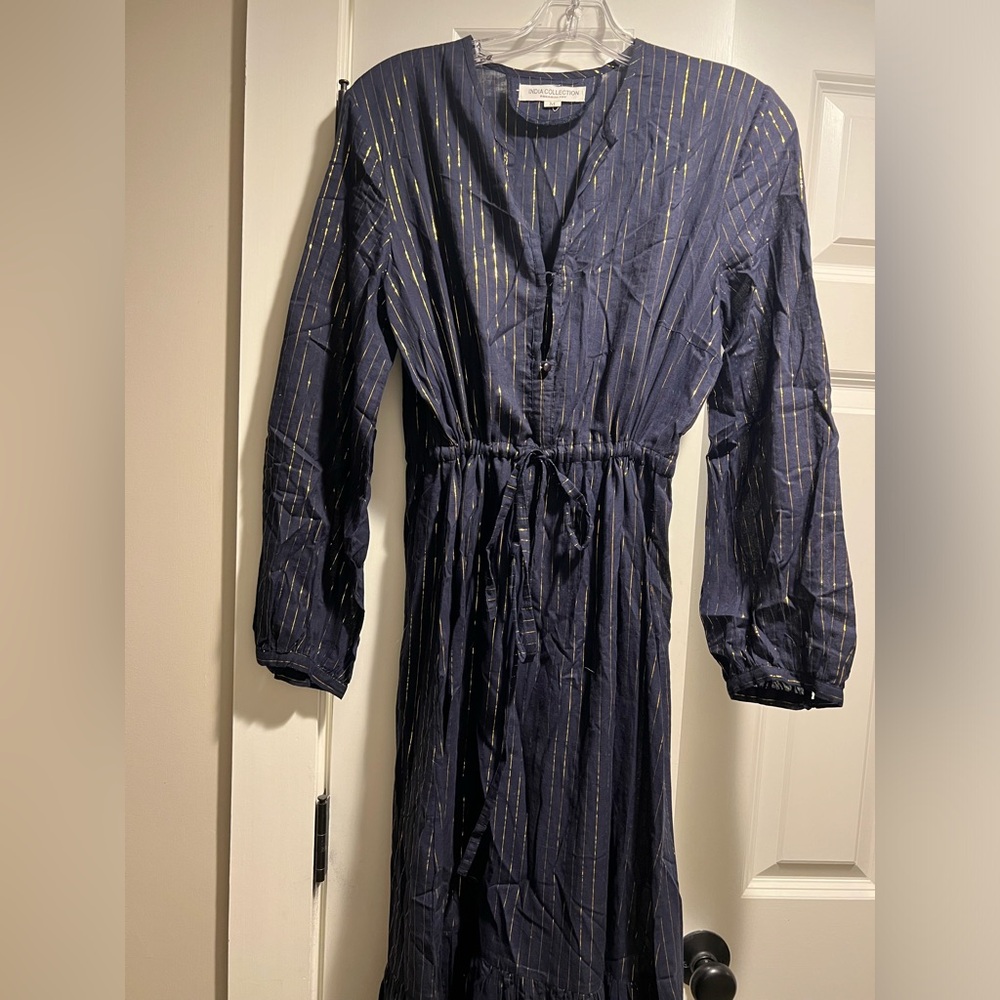 Emerson Fry India Collection long navy and gold dress 
Women’s Medium